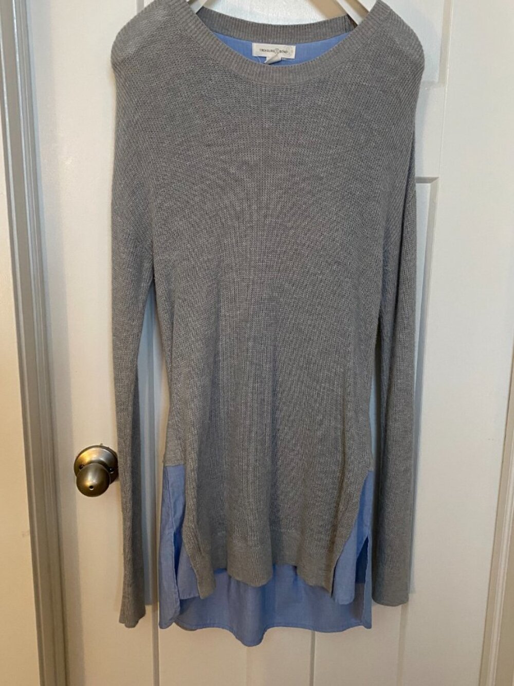 LIKE NEW! Treasure & Bond Gray Layered-Look Crewneck